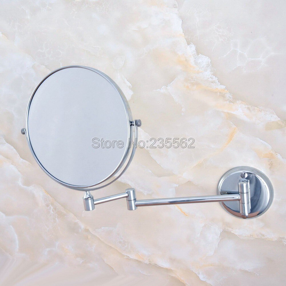 Chrome Folding Dual Arm Extend Bathroom Makeup mirrors 1:1 and 1:3 magnifier Cosmetic Bathroom Wall Mirror Lba633