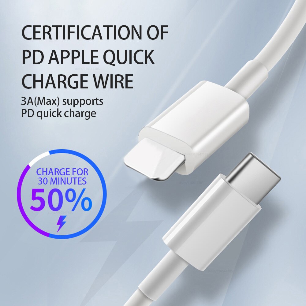 PD 18W Fast Charging Cable Type USB C For iPhone 13 mini 11 12 pro max Xs X xr 8 USB-C Type-C 3A quickly Charge Cable Data Line
