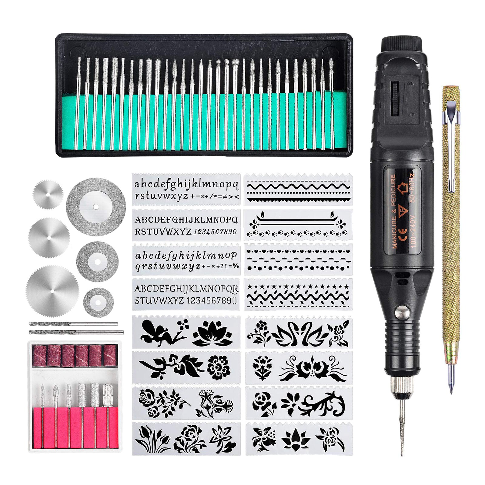 Graveren Tool Kit Elektrische Bedrade Micro Graveur Carving Etsen Pen Steen Glas Hout Mini Graveur Keramische Palstic Diy