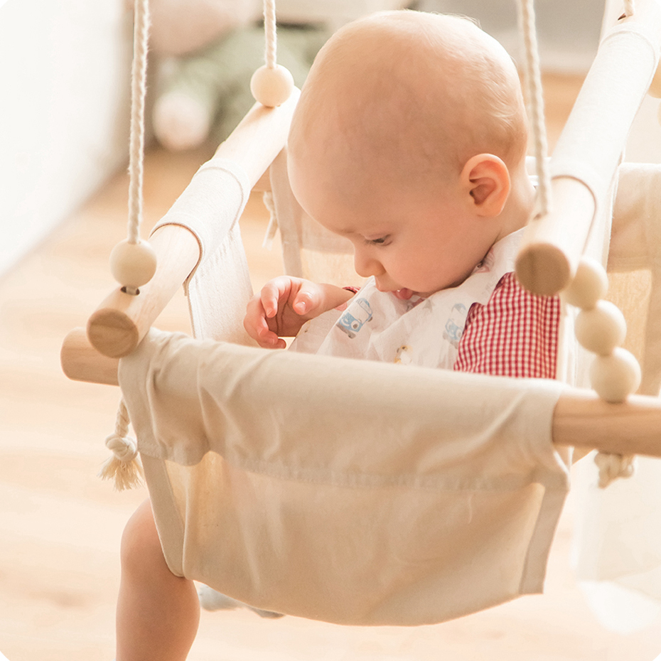 Chaise balançoire en bois pour bébé, balançoire suspendue en toile, jouet de sécurité pour enfants