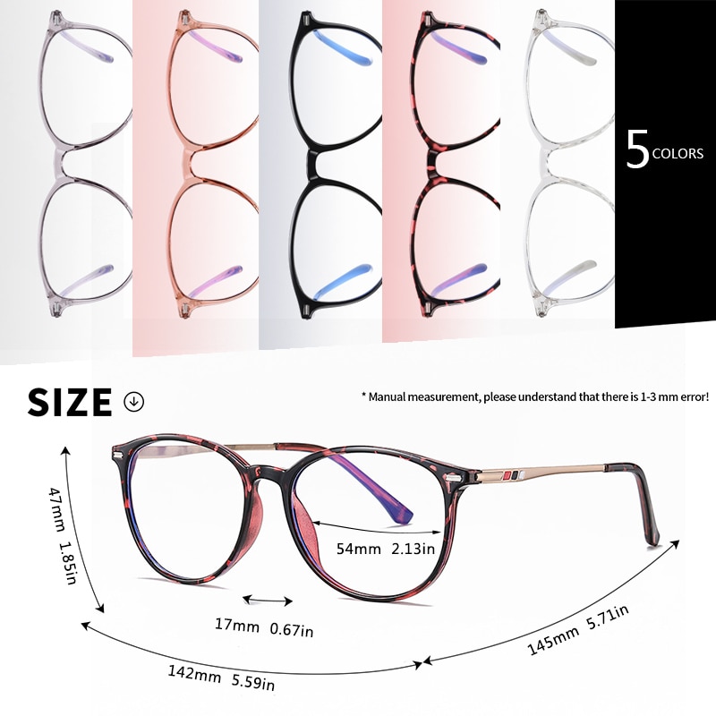 AOFLY BRAND Round Blue Light Blocking Glasses Women Men Myopia Prescription Eyeglasses Alloy Temple Optical Eyewear Frame