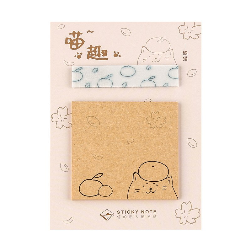40 Stks/partij Lakmoes Paper Note Pad Stivky Note Retro Kawaii Kleine Kitten Vogel Patroon Sticky Notes Kawaii Briefpapier Memo