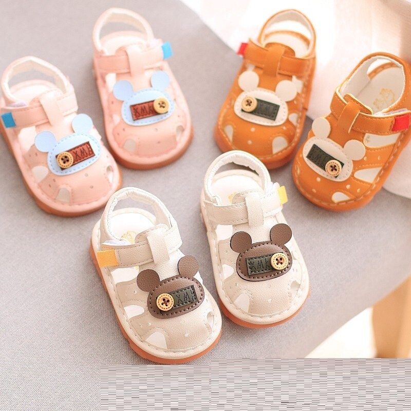 Sandalias para bebés y niñas, zapatos de verano con flores, sandalias huecas de cuero suave, zapatos bonitos para niños de 0 a 2 años