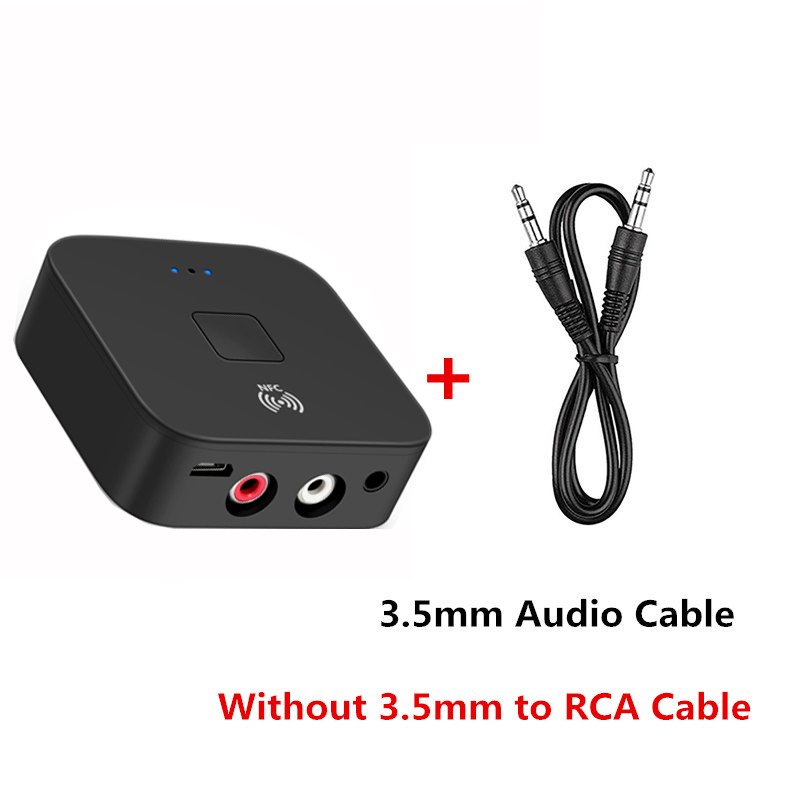 Bluetooth 5.0 Receiver 3.5mm AUX Jack RCA Wireless Adapter Dongle Mic NFC For Car kit Audio Transmitter Amplifier Speaker Auto: black