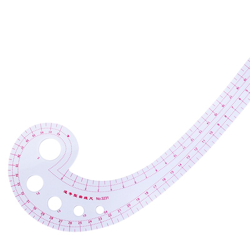 12.01" Long Comma Shaped Plastic Transparent French Curve Ruler Spline Sewing Patchwork Feet Tailor Yardstick Cloth Cutting