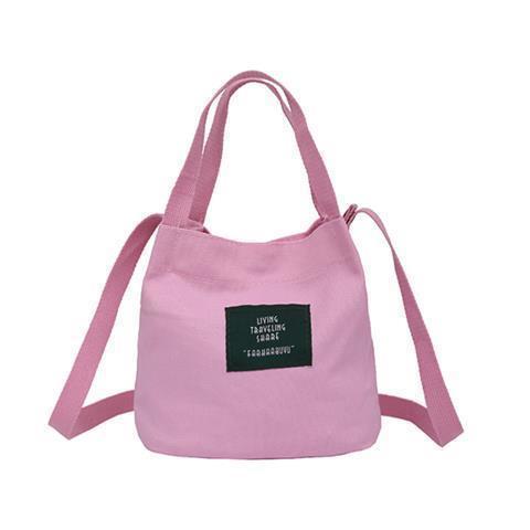 Canvas Bag Female Korean Style Totes Messenger Bag Casual Small Mini Handbag Shoulder Bags Female Bucket Bag Handbags Women Bags: Pink