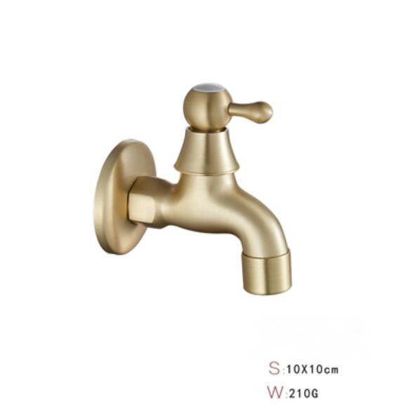 Guldborste mässing kalltapp guldkran enkel kallmopp poolkran guld tvättmaskin kran koppar triangelventil balkongmoppmunstycke: B kort