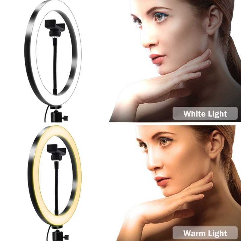 26Cm Photography Led Selfie Lighting Light with Selfie Stand Tripod & Usb Plug Dimmable for Makeup Video Live Studio