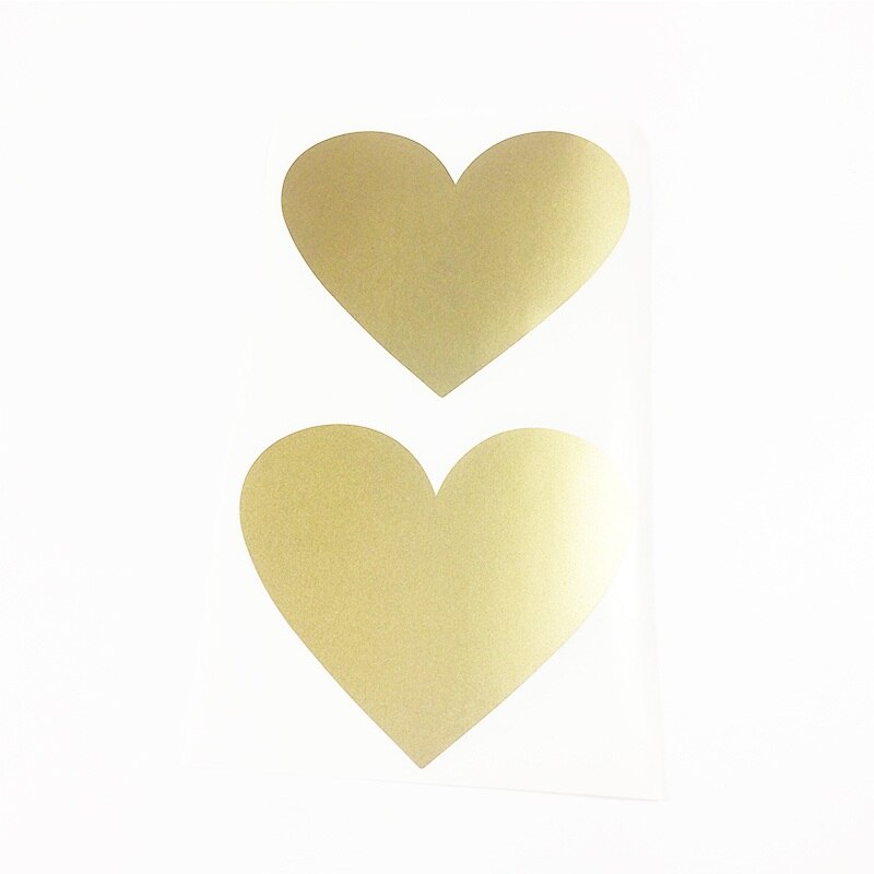 50pcs/lot Kawaii Golden Red Heart Dialog Scratch coating Sticker DIY Multifunction scraping sticker Decoration label: Golden Heart