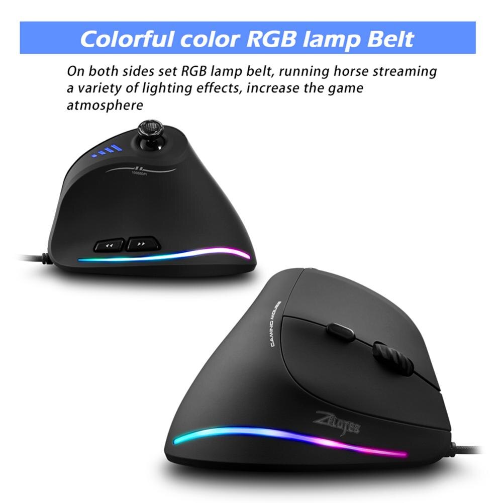 C-18 Vertical Gaming Mouse 11 Buttons 10000 DPI Adjustable Programmable USB Wired RGB Optical Mouse Ergonomic Gamer Mice