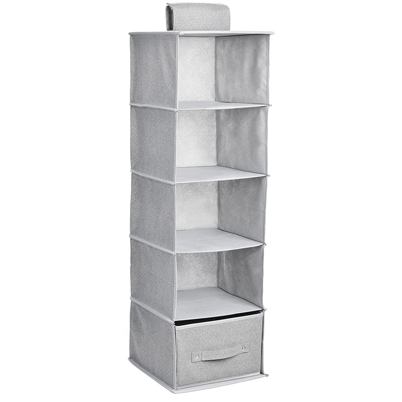 Bolsa de almacenamiento colgante para armario, organizador de armario, estantes para pantalones, calcetines, ropa interior, estilo cajón, 3/4/5 capas: Plata