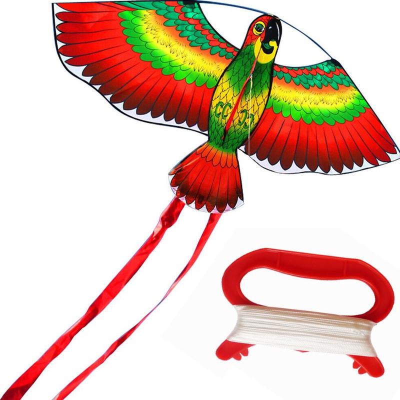 1.1m Flat Parrot Kite Children Flying Bird Kites Windsock Outdoor Toys Garden Cloth Toys For Kids