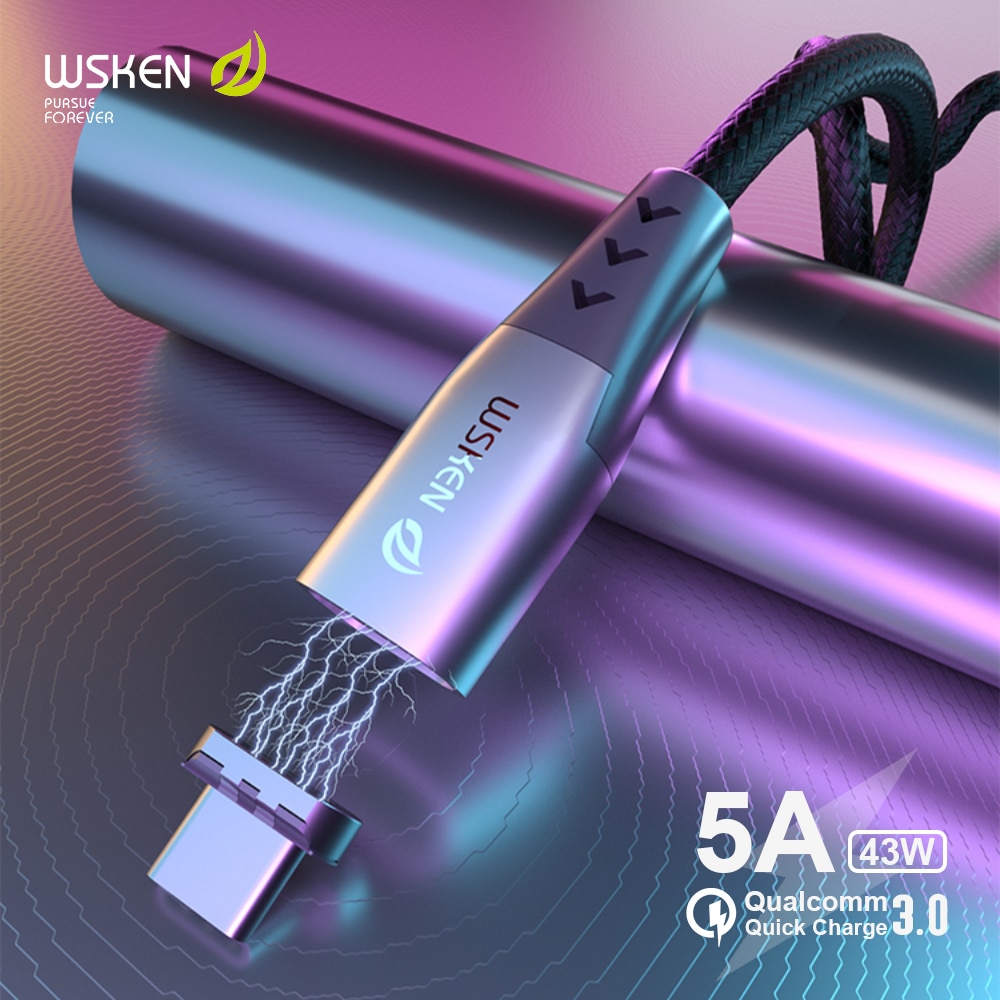 Cabo usb magnético de carregamento rápido da faixa 5a, para huawei mate 30 p30 pro, USB-C cabo de dados c oneplus oppo