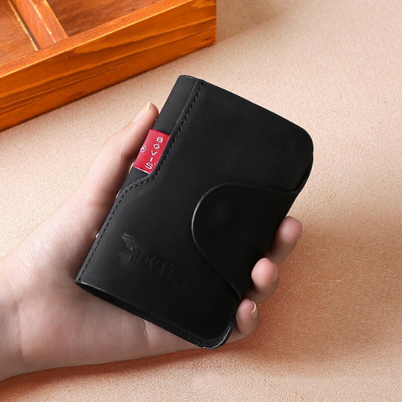 Kudian urso couro do plutônio titular do cartão de visita caso de cartão de crédito feminino masculino pequeno organizador do cartão carteira porte carte bih003 pm49: Black