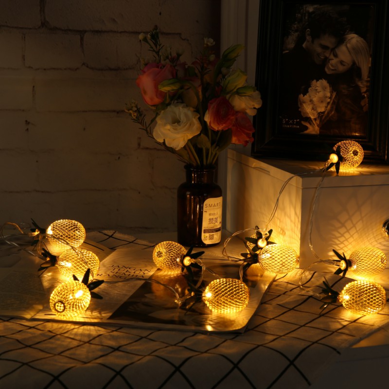 Lovely Yellow Pineapple String Light Battery/EU Plug Powered LED Light For Christmas Bedroom H1