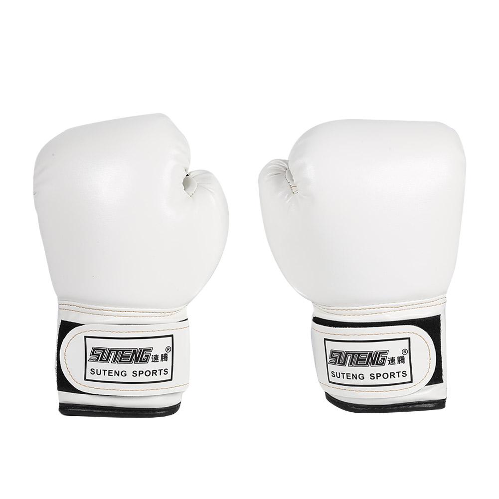 2 st boxningsträning fightinghandskar läder barnsparring kickboxningshandskar pu karate muay thai de boxeo free fight boxningshandske: Vit