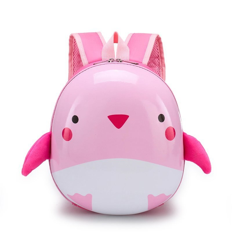 Hard shell children's bag cute girl and boy baby backpack kindergarten school bag cartoon bee chick backpack: pink
