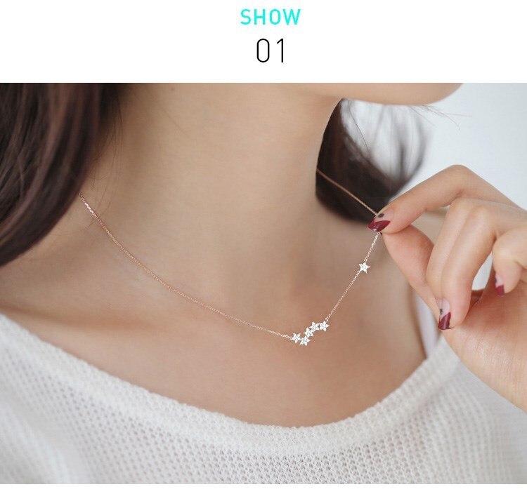 925 Sterling Silver Chain Necklaces Star Pendants&Necklaces Jewelry Collar Colar de Plata