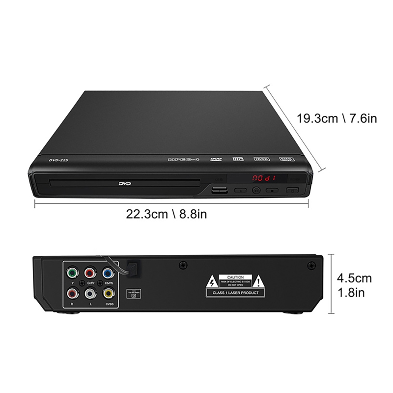 Dvd-spiller til tv, alle regionsfrie dvd-cd-spillere av-utgang innebygd kompis ntsc usb-inngang fjernkontroll
