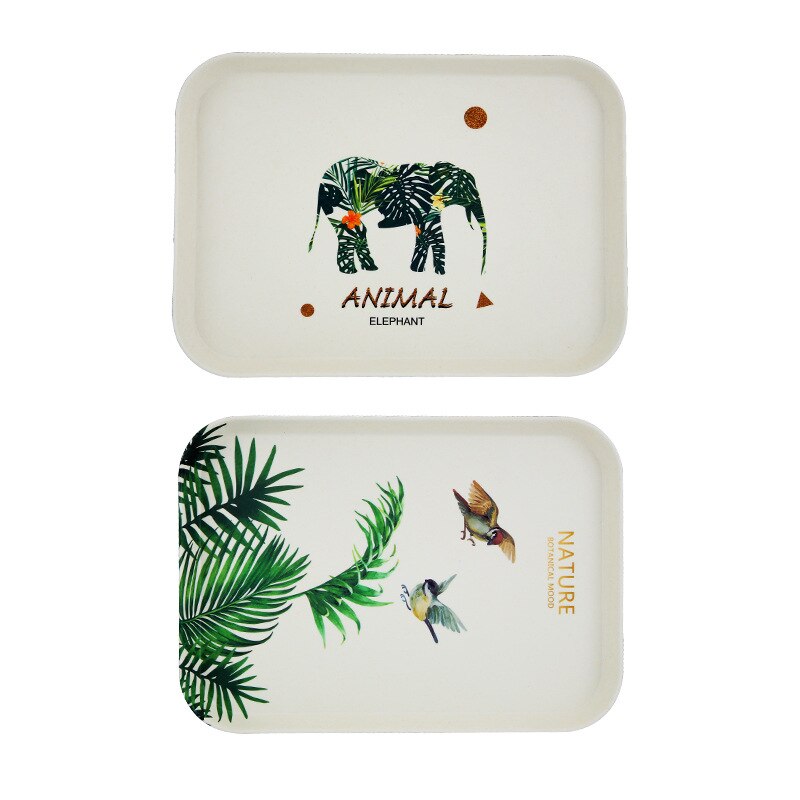 2 stilar bambufiberbricka porslin elefant restaurang hotell servering tallrik tårta bröd fruktfat kök tallrikar dessert