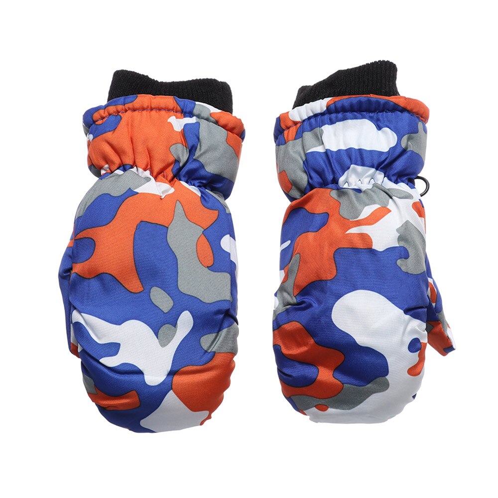 0-5 ans enfants gants de Ski mignon dessin animé bonhomme de neige hiver épais velours tricoté mitaines coupe-vent anti-dérapant Sports de plein air gants: Style2-Orange