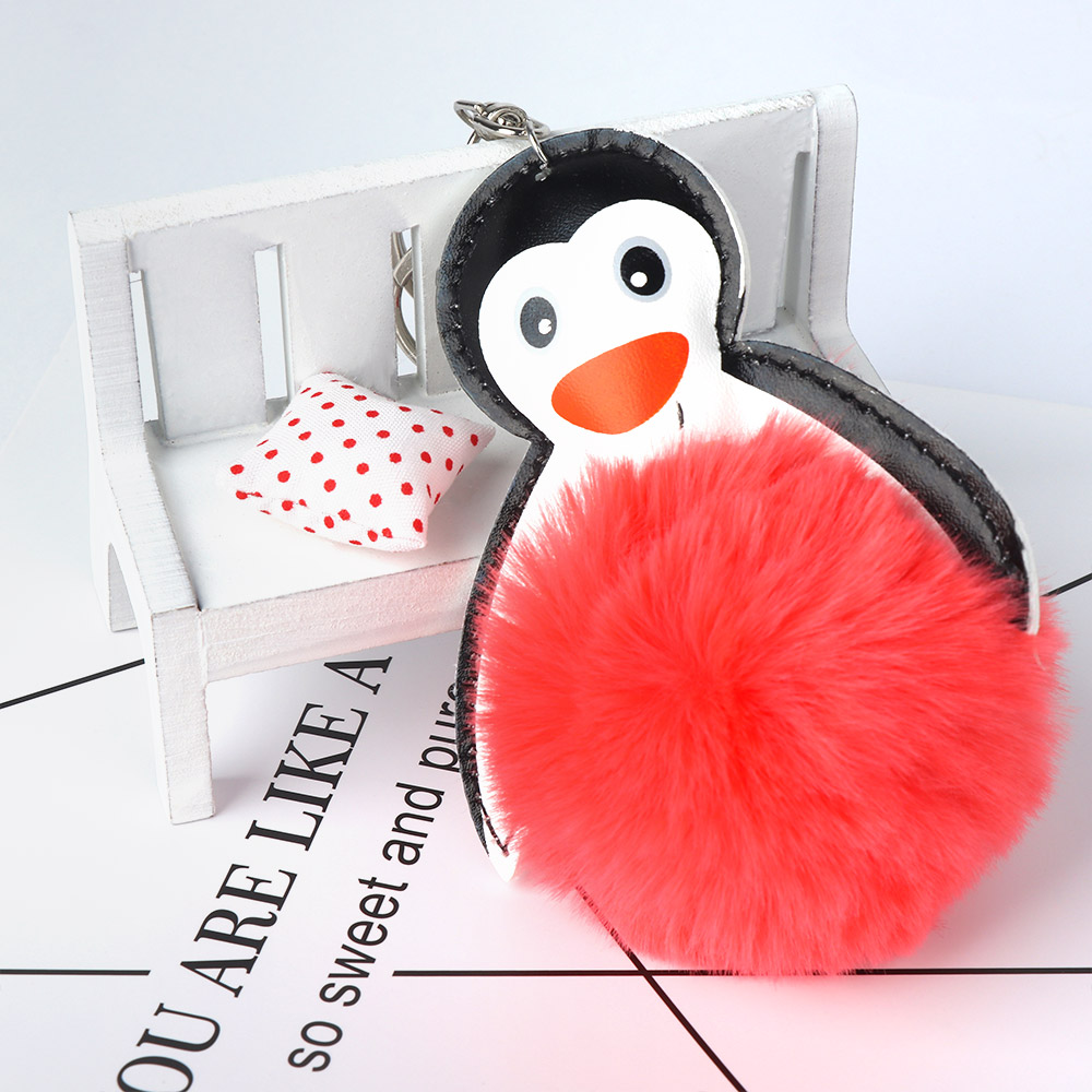 Pluizige bal schattige harige pinguïn sleutelhangers sleutelhanger voor vrouwen meisjes tashanger bont auto sleutelhanger sleutelhangers pompon
