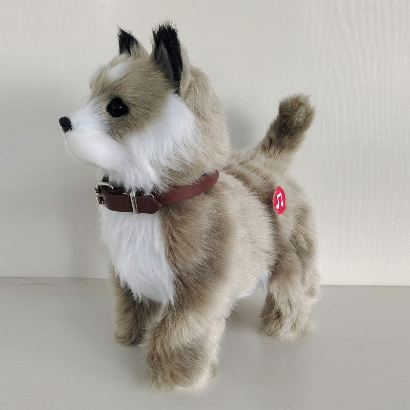 Juguetes electrónicos de peluche para perros, Robot interactivo, Control de sonido para cachorros, Teddy Walk, Bark, música, perro pastor, Control táctil, Animal robótico para mascotas: Amarillo claro