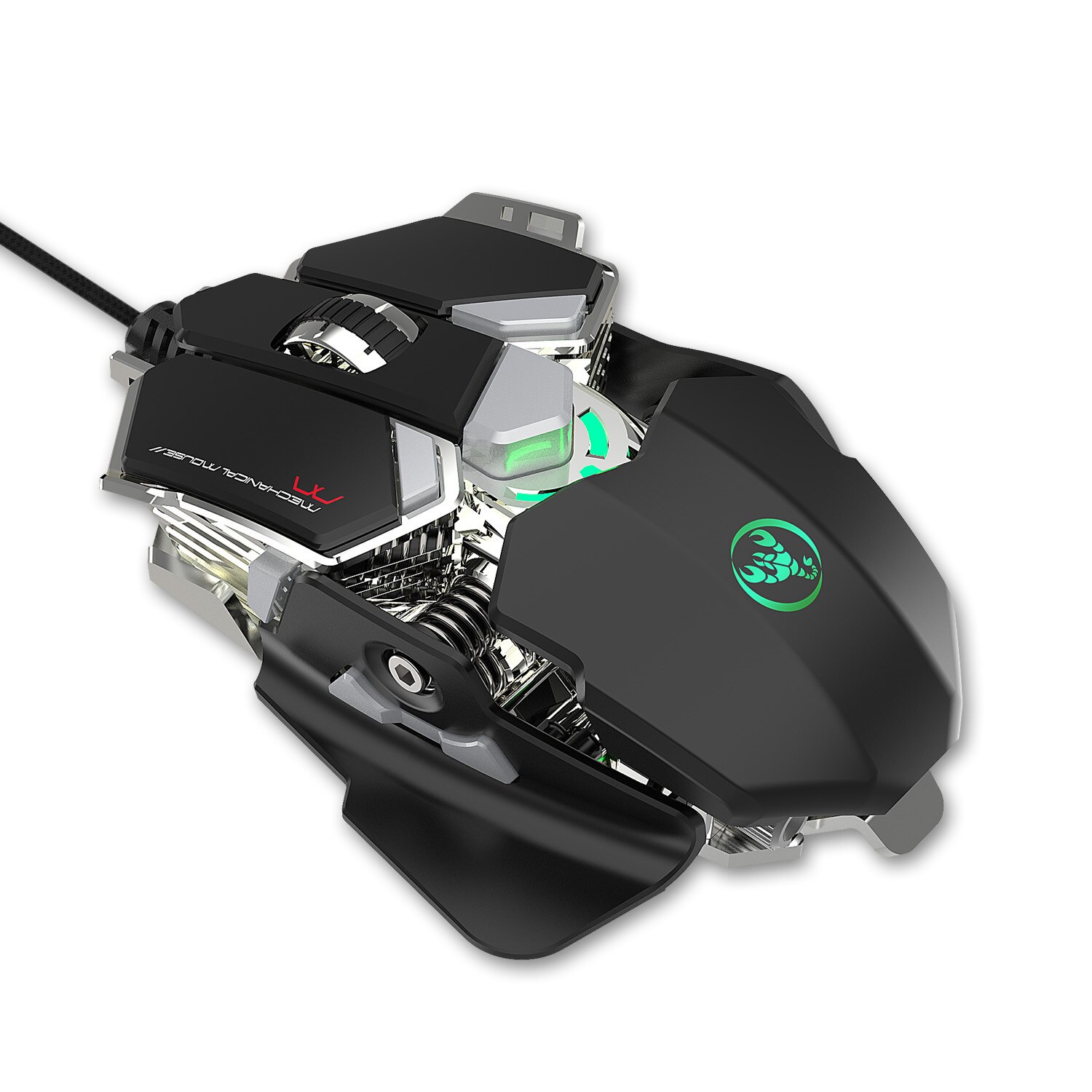Gaming Mouse 9-key Programmable Wired Mouse 6400 DPI Ergonomic Optical Mouse Fast Remove Mechanical Computer Mouse: black