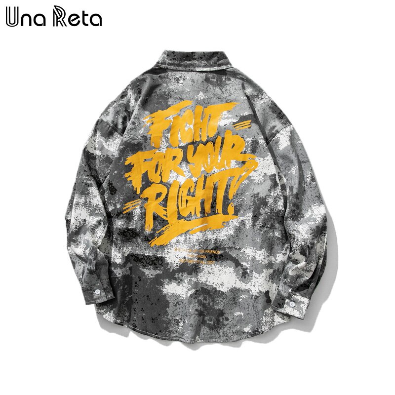 Una Reta Camouflage Men Shirts Spring Autumn Streetwear Men Clothing Long Sleeve Plus Size Casual Loose Shirts For Men