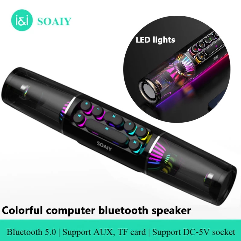 Soaiy SH19s Bluetooth Speaker High-Power Rgb Gaming Speaker Draadloze Bass Kolom Subwoofer 3D Surround Soundbar Computer Speaker