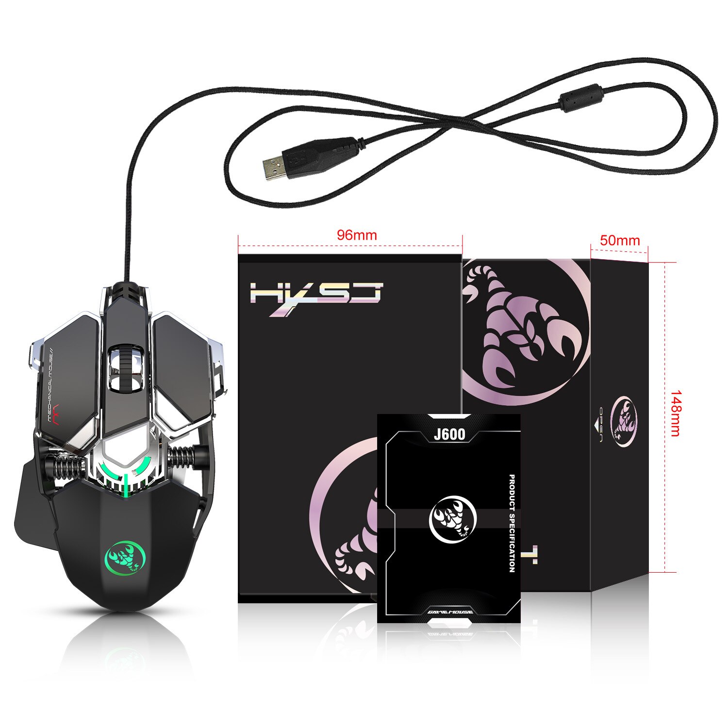 Gaming Mouse 9-key Programmable Wired Mouse 6400 DPI Ergonomic Optical Mouse Fast Remove Mechanical Computer Mouse