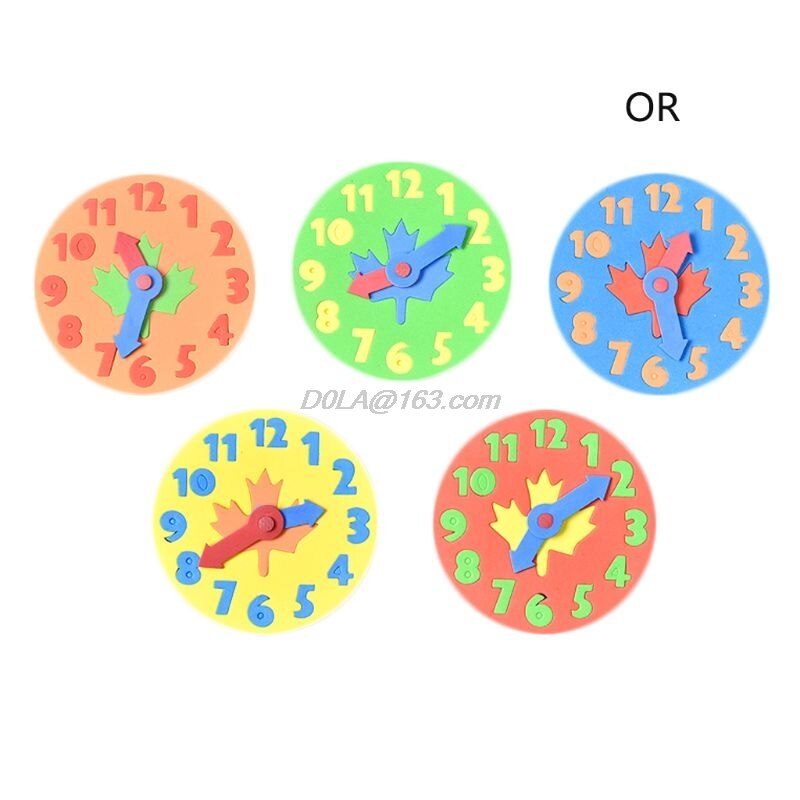 Kids Kinderen Diy Eva Foam Klok Horloge Nummer Fun Math Puzzel Game Leren Onderwijs Speelgoed Intelligentie Jigsaw