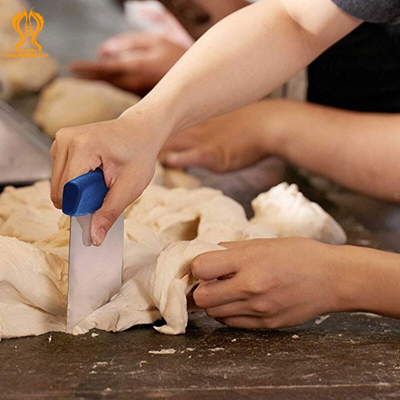 SHANGPEIXUAN Stainless Steel Pizza Cutter Portion Maker Food Scrapers Rubber Handle Cut Knife Dough Pastry Scrapers Chopper