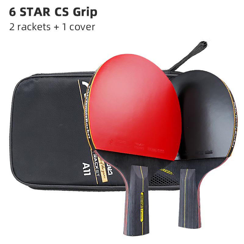 BOLI 5/6 Star Table Tennis Racket Offensive 2 Pcs Ping Pong Paddle with Fine Elasticity: PURPLE