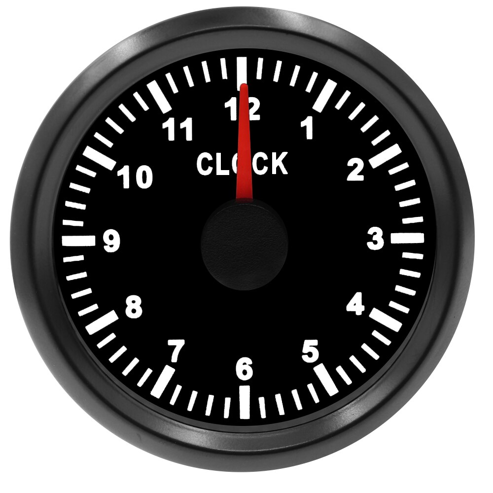 1 stk 52mm tuning bil pointer ure timetællere måler 12- timers format auto båd mekanisk ur måler med rød baggrundsbelysning 9-32v: Bn