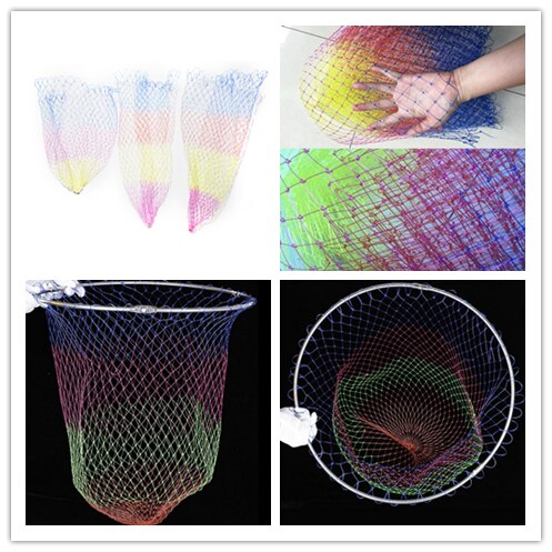 Nylon Fishing Nets Collapsible Fishing Tools Rhombus Mesh Hole Depth Folding Nylon Landing Dip Net 3 Sizes