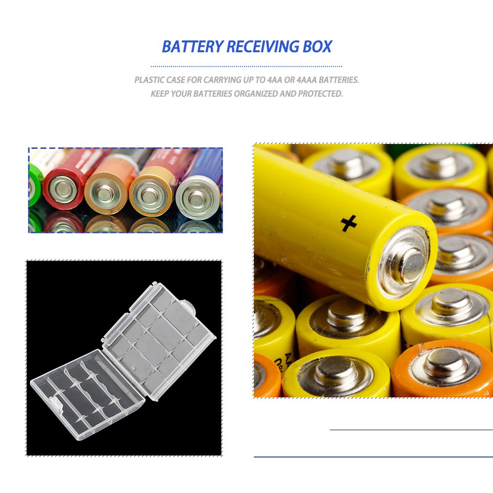 White Plastic Battery Storage Box Hard Plastic Case Cover Holder for 4 pcs AA AAA Batteries Transparent