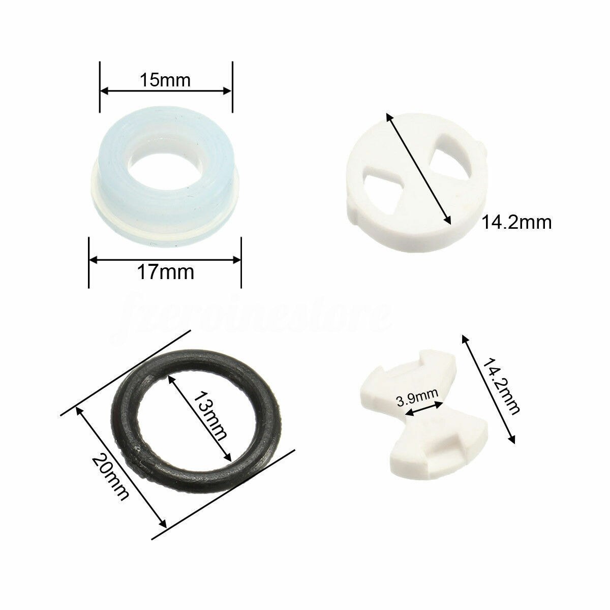 1 Pair Valve Tap Replacement Ceramic Disc & Silicone Washer Gasket Part Insert 1/2''