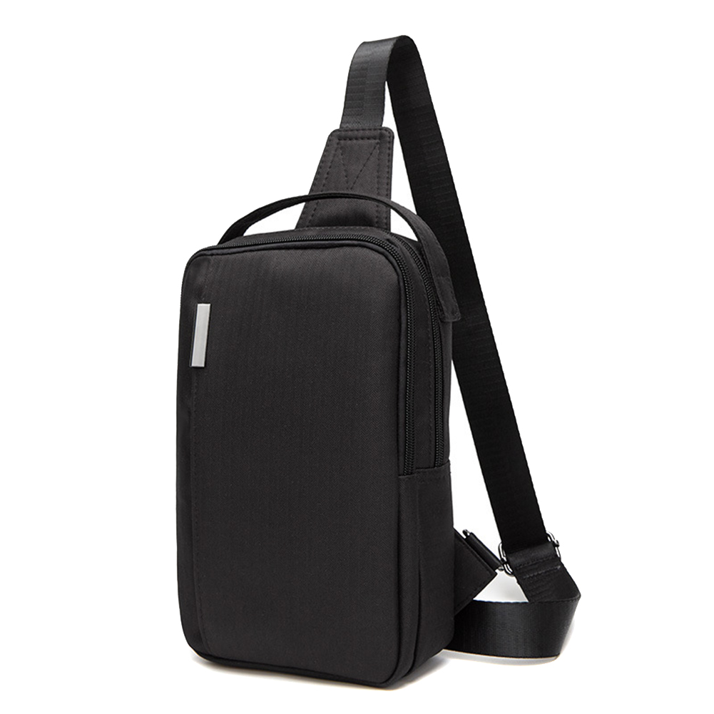 Mens Chest Bag Small Canvas Shoulder Backpack Sling Cross Body Zipper Travel Bag: black