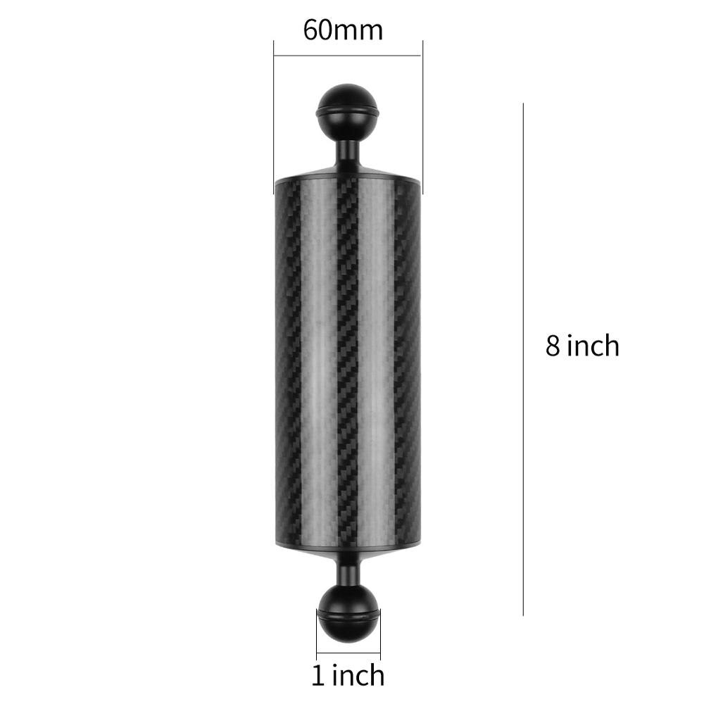 Carbon Fiber Float Buoyancy Diving Housing Aquatic Arm Extended Bracket Dual Ball Floating Arm Mount Camera Underwater Tray Kit: D60mm 8inch