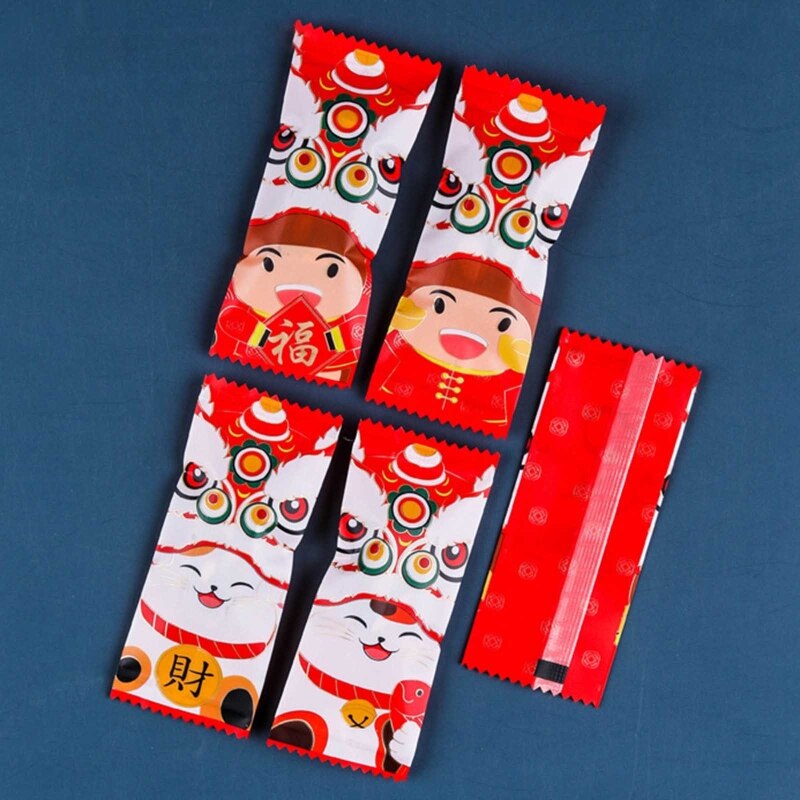 Chinese Lion Dance Cat Packaging Bags Set Baking Package Sealing Bag Storage