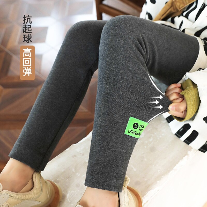 Leggings en velours épais et pour bébé fille, pantalon en coton et soie, mignon, avec visage souriant, pantalons thermiques anti-boulochage