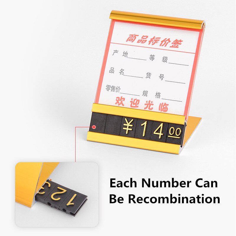 5 Sets Adjustable Removable Mini Cube Dollar Price Tag Label Metal Price Display Counter Stand Label Tag Number