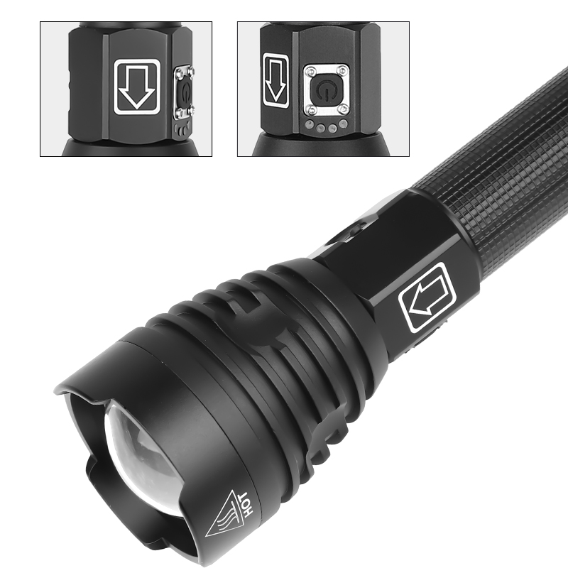XANES 1909 XHP90 2500Lumens 3Modes USB Rechargeable Zoomable LED Flashlight Outdoor 18650/26650 Flashlight LED Torch Portable