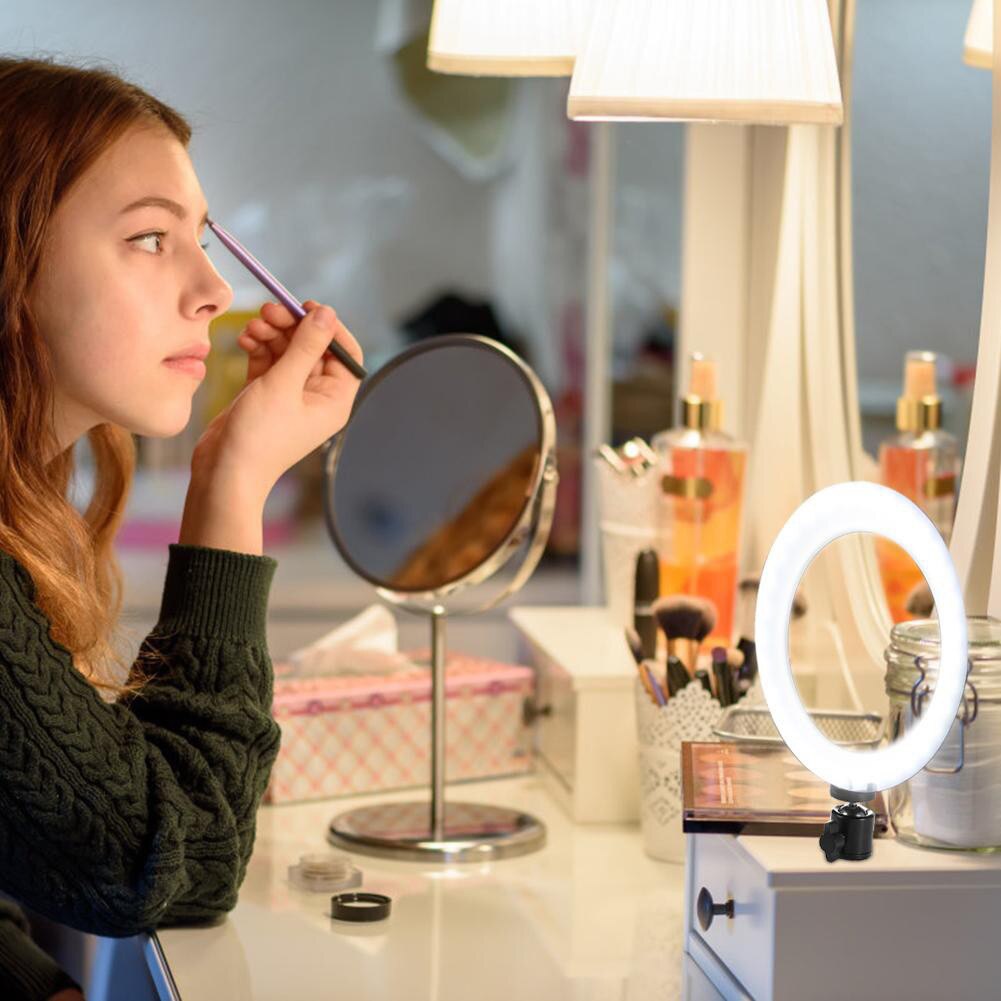 16cm Camera Studio Ring Light Video LED Beauty Ring Light Photography Dimmable Ring Lamp+Tripod for Selfie/Live Show