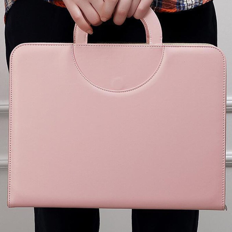 Cartella portadocumenti A4 con manici cartella da lavoro per donna cartella portadocumenti in pelle Pu Organizer per Notebook