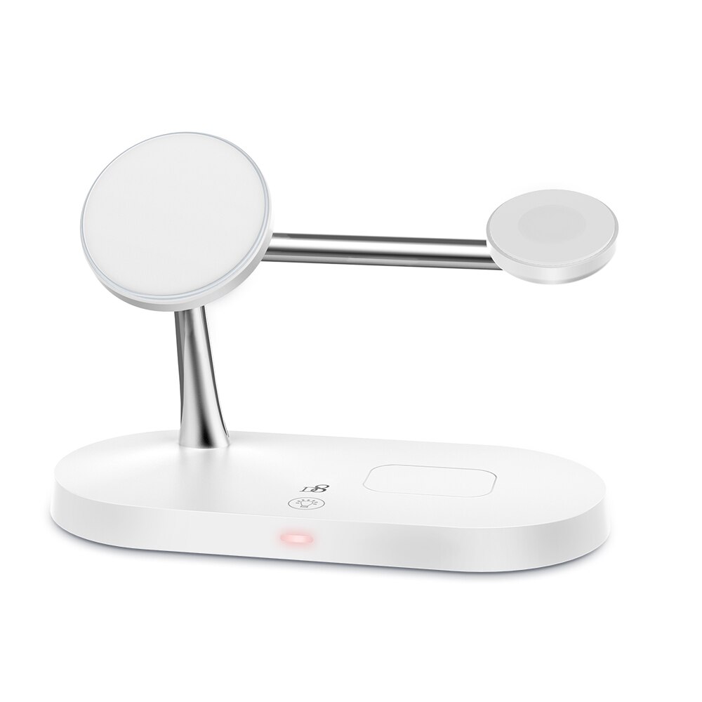 D8 3 In 1 Magnetische Draadloze Oplader 15W Snelle Laadstation Voor Iphone Oplader Voor Iphone 12 Serie Apple horloge Airpods Pro: WHITE