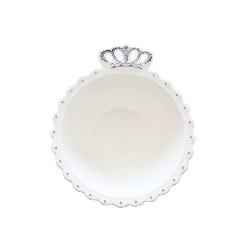 1 stk keramisk krone hvidt smykkefad gyldne snackfad ringe diamant runde skåle slik opbevaringsbakke dekoration tallerkener håndværk: Q