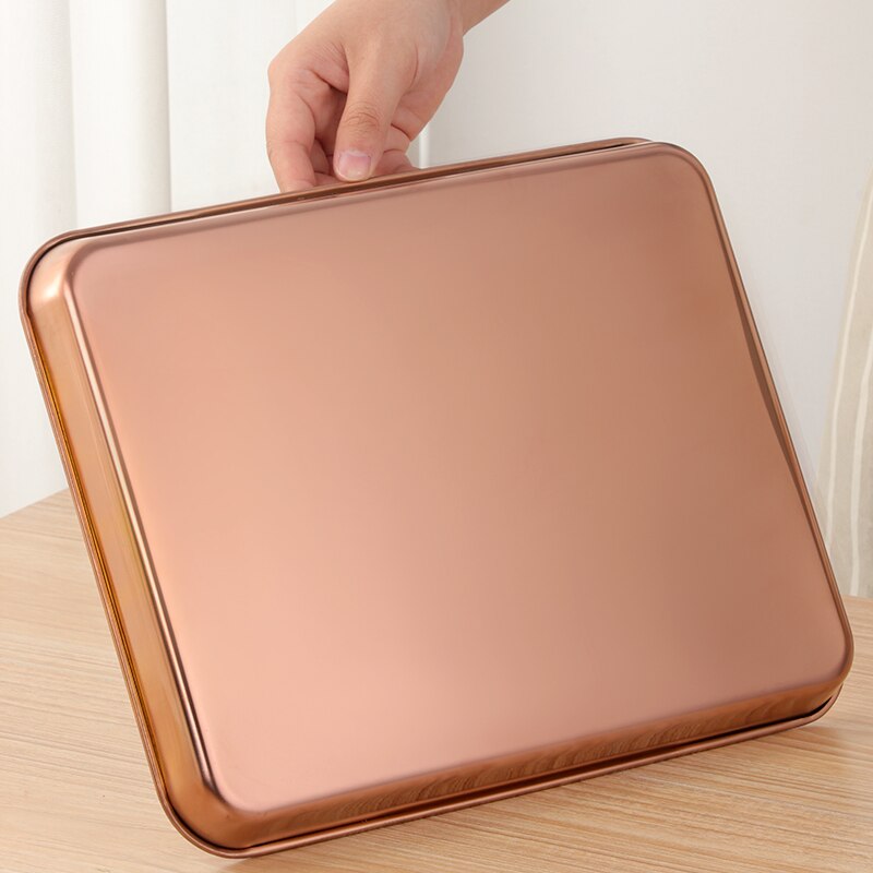 1PCS Serving Plate Stainless Steel Baking Pan Rectangle Storage Cafeteria Tray Food Fruit Plate Barbecue Dish kitchen Accessorie