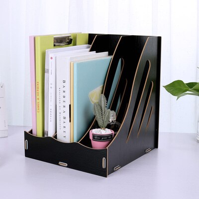 office accessories Document Tray Desktop Multifunction Storage Box File Holder Bookend Office Desk Organizer School Supplies: BLACK